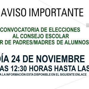 CONVOCATORIA DE ELECCIONES AL CONSEJO ESCOLAR PADRES/MADRES