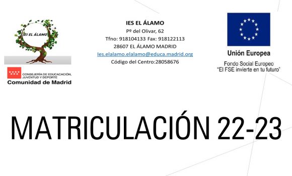 Matriculación curso 2022-2023